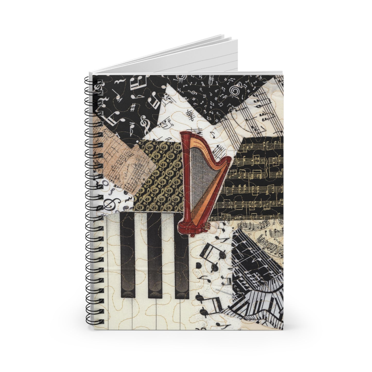 Musical Harmony Harp and Keyboard Spiral Notebook - Ruled Line