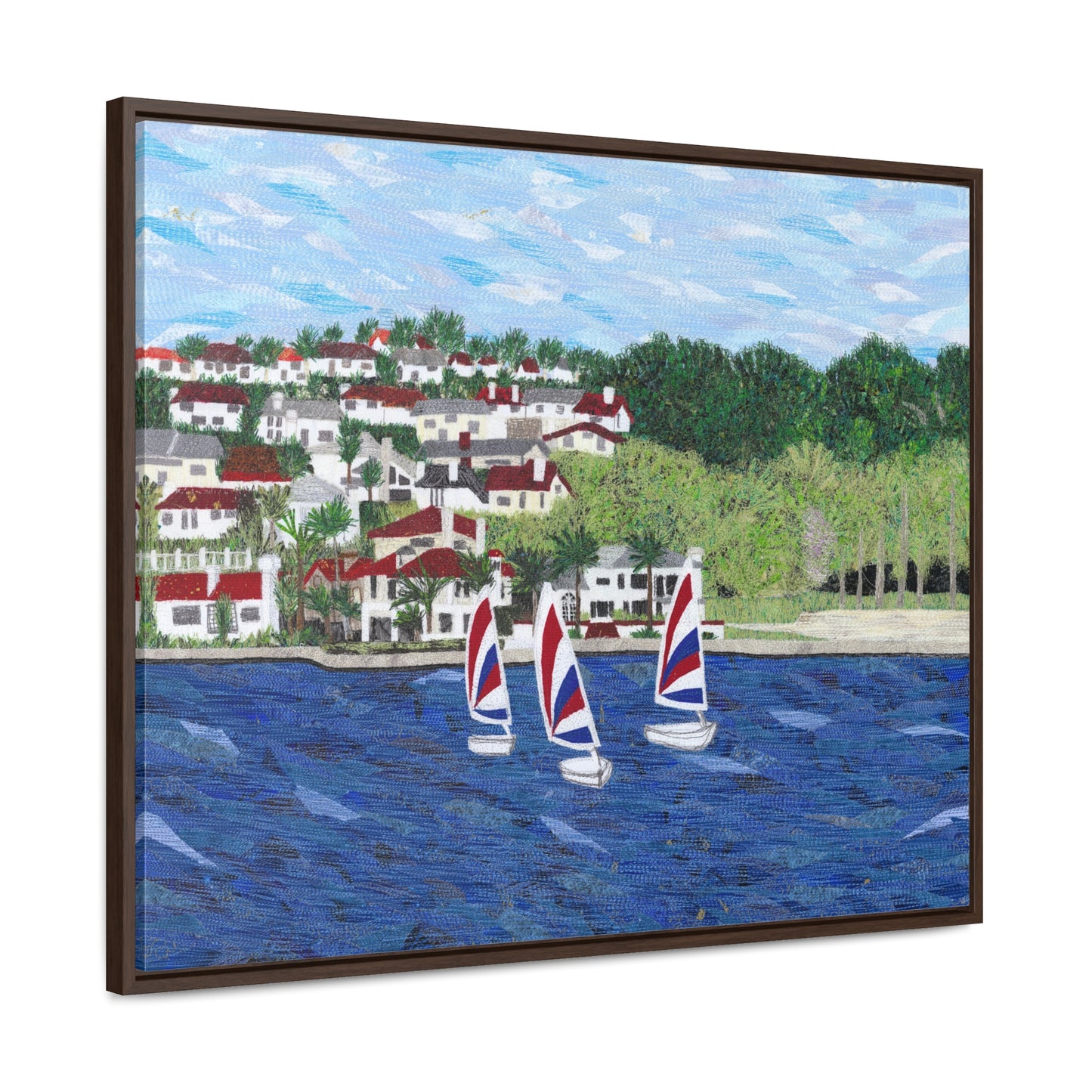 Sailing Lessons, Lake Mission Viejo Horizontal Framed Premium Gallery Wrap Canvas