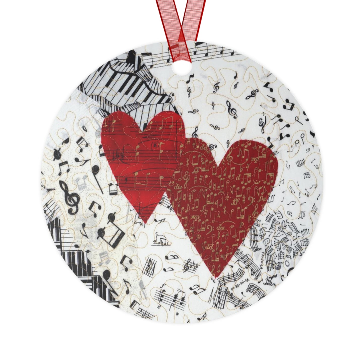 Metal Ornament - Two Music Hearts