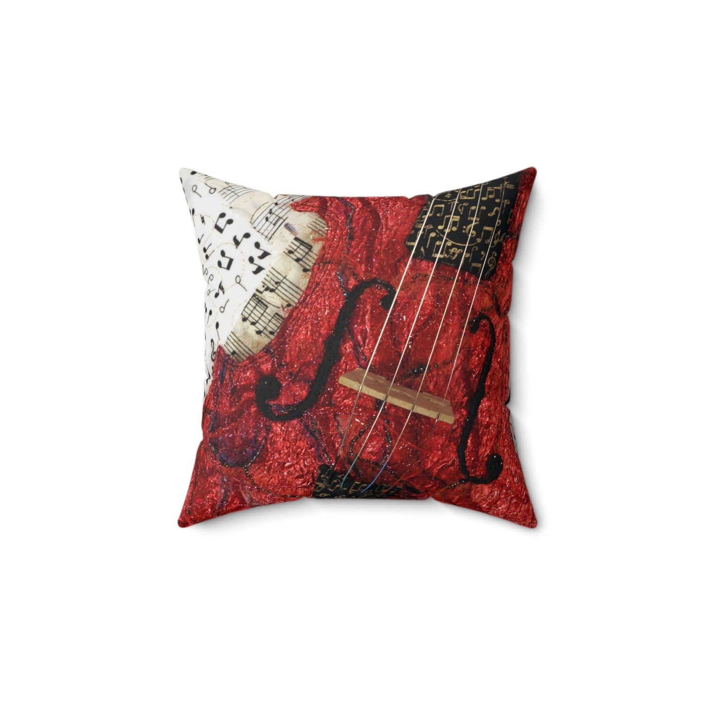Red Violin Strings Music Square Pillow