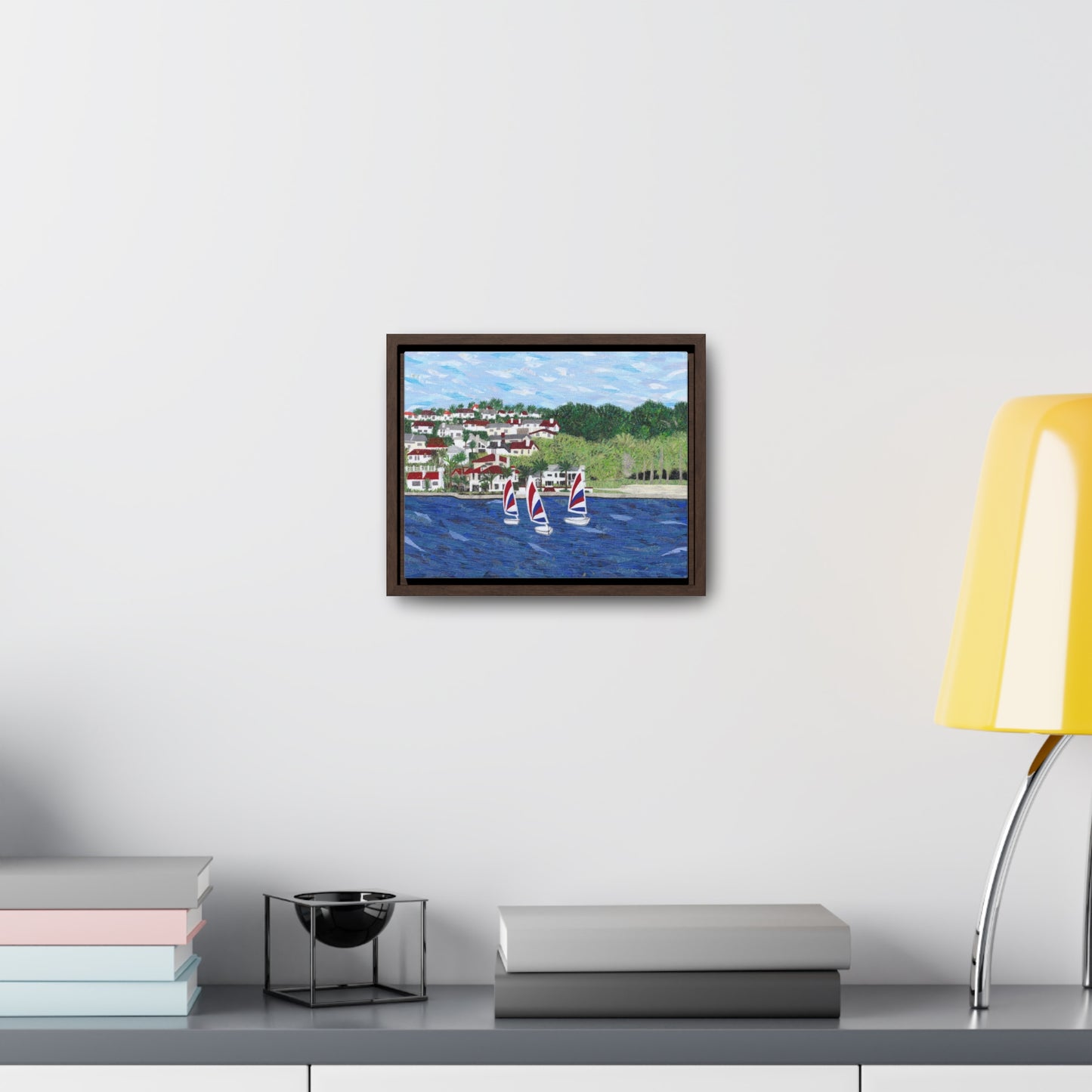 Sailing Lessons, Lake Mission Viejo Horizontal Framed Premium Gallery Wrap Canvas