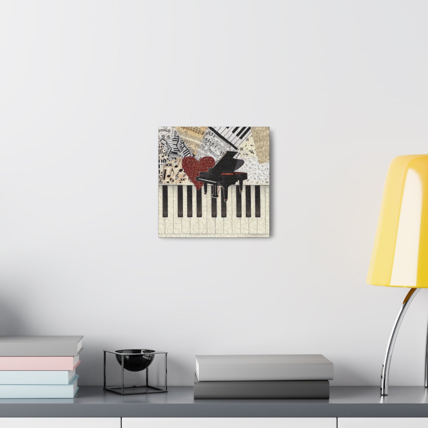 Grand Piano with Heart and Music Gallery Wrap Canvas