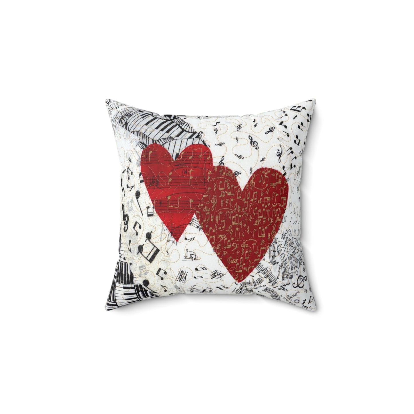 Two Music Hearts Square Pillow