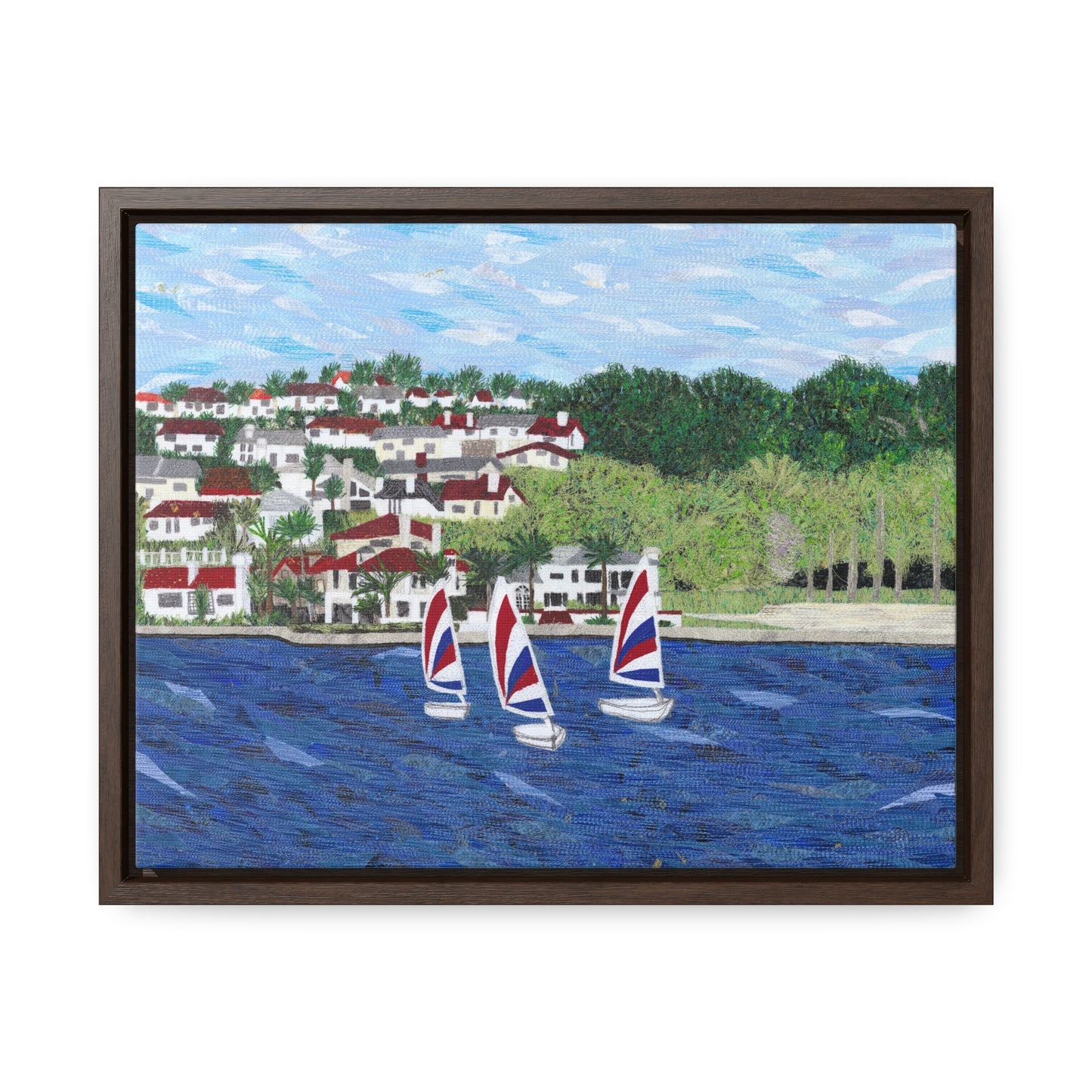 Sailing Lessons, Lake Mission Viejo Horizontal Framed Premium Gallery Wrap Canvas