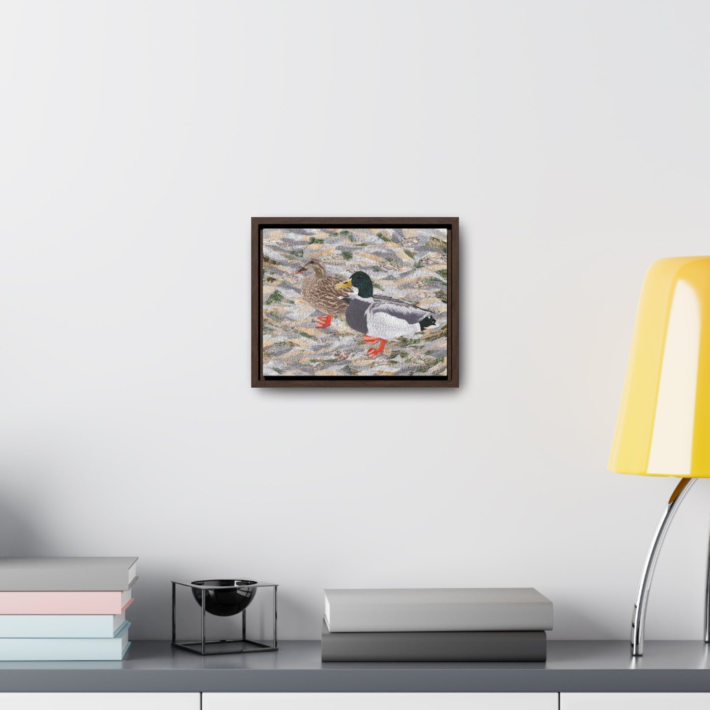 Suburban Wild, Ducks at the Lake Horizontal Framed Premium Gallery Wrap Canvas