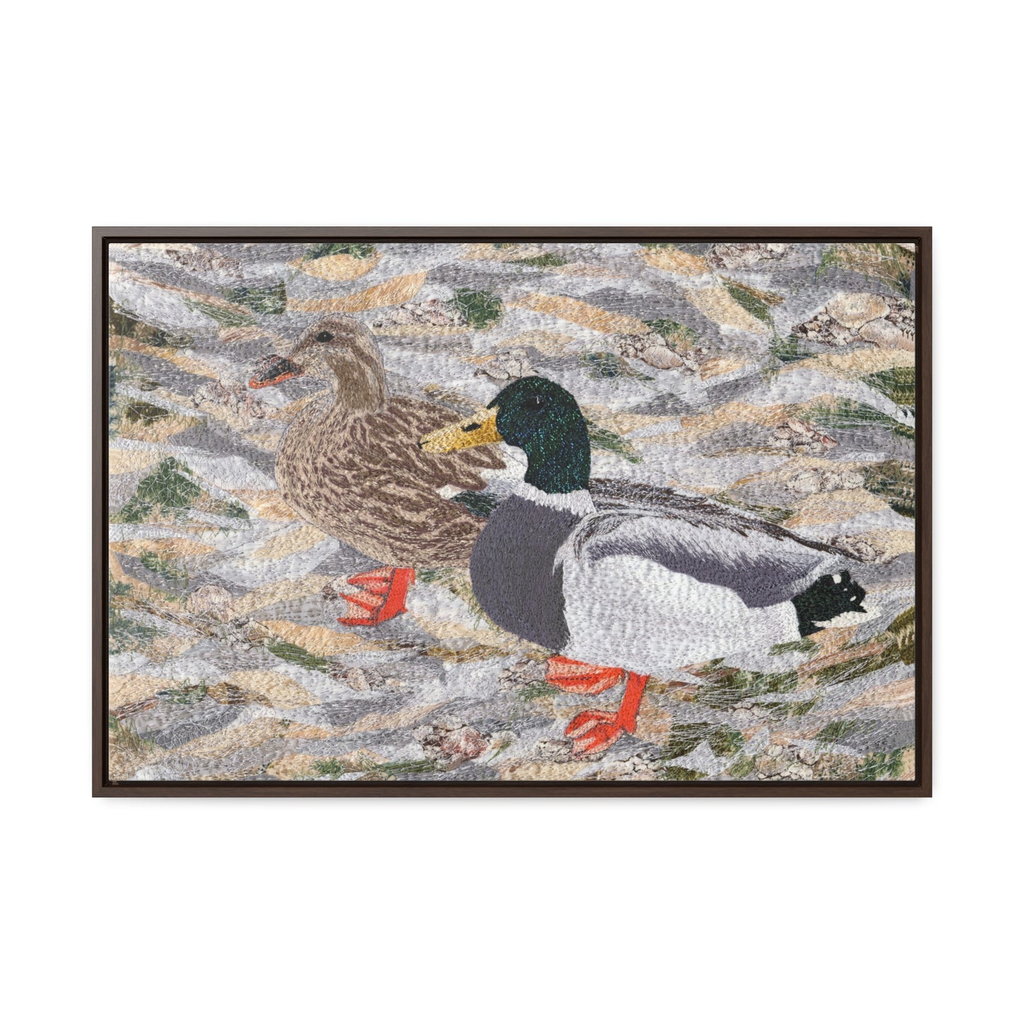 Suburban Wild, Ducks at the Lake Horizontal Framed Premium Gallery Wrap Canvas