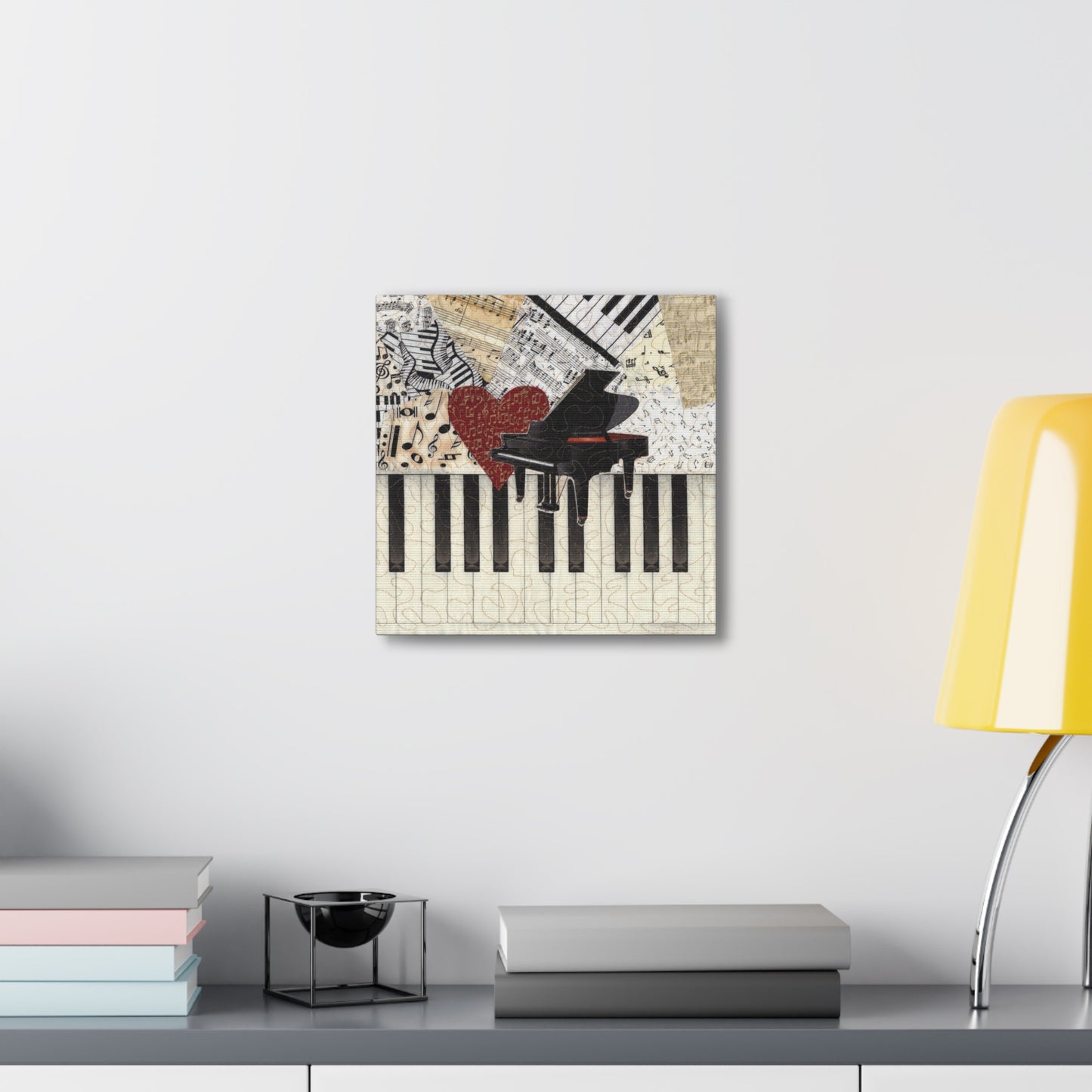 Grand Piano with Heart and Music Gallery Wrap Canvas