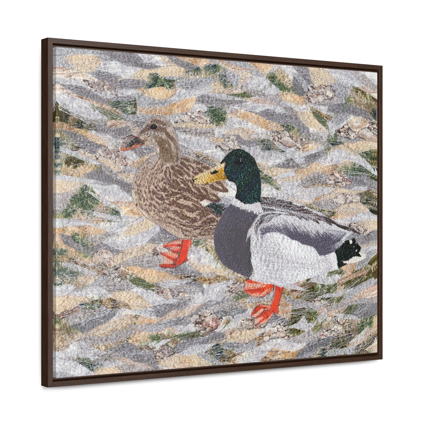 Suburban Wild, Ducks at the Lake Horizontal Framed Premium Gallery Wrap Canvas