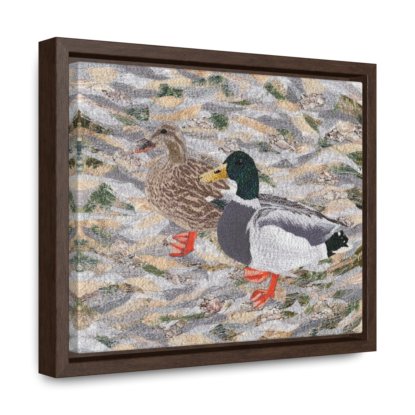 Suburban Wild, Ducks at the Lake Horizontal Framed Premium Gallery Wrap Canvas