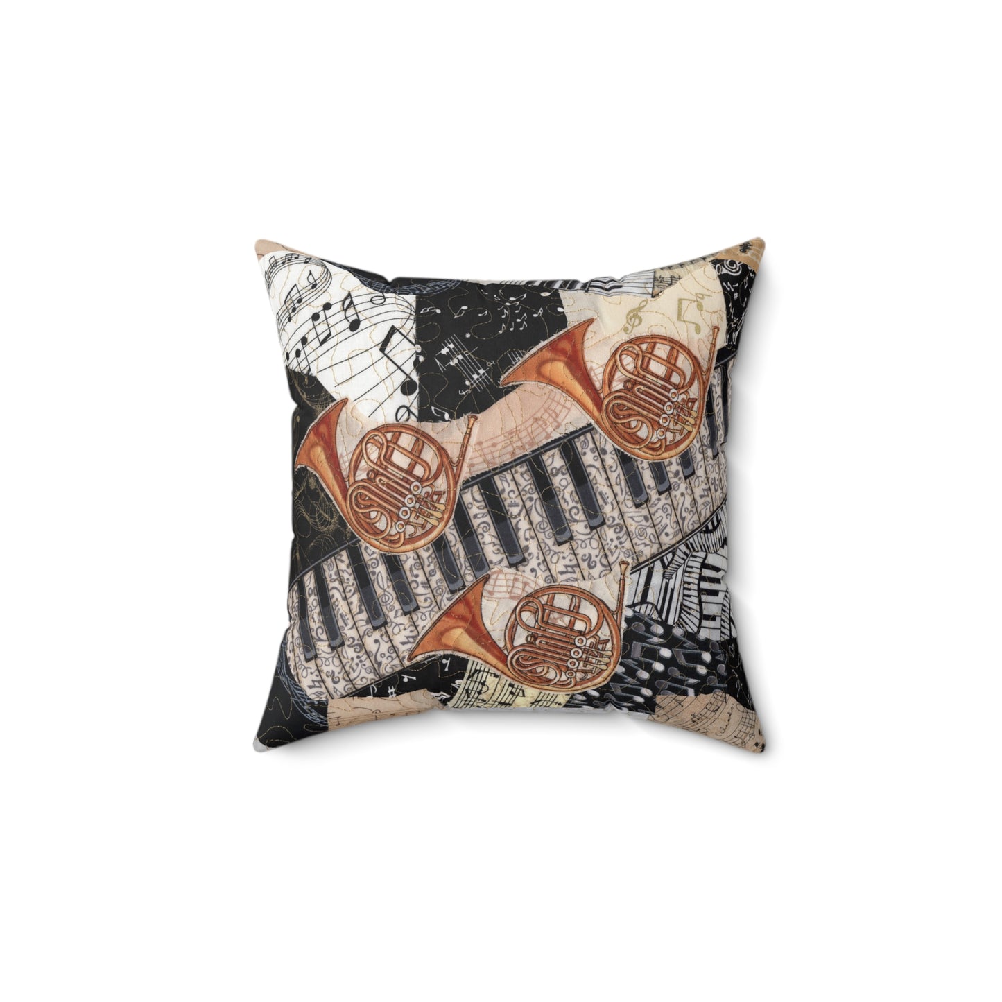 Three French Horns and Keyboard Music Brass Square Pillow