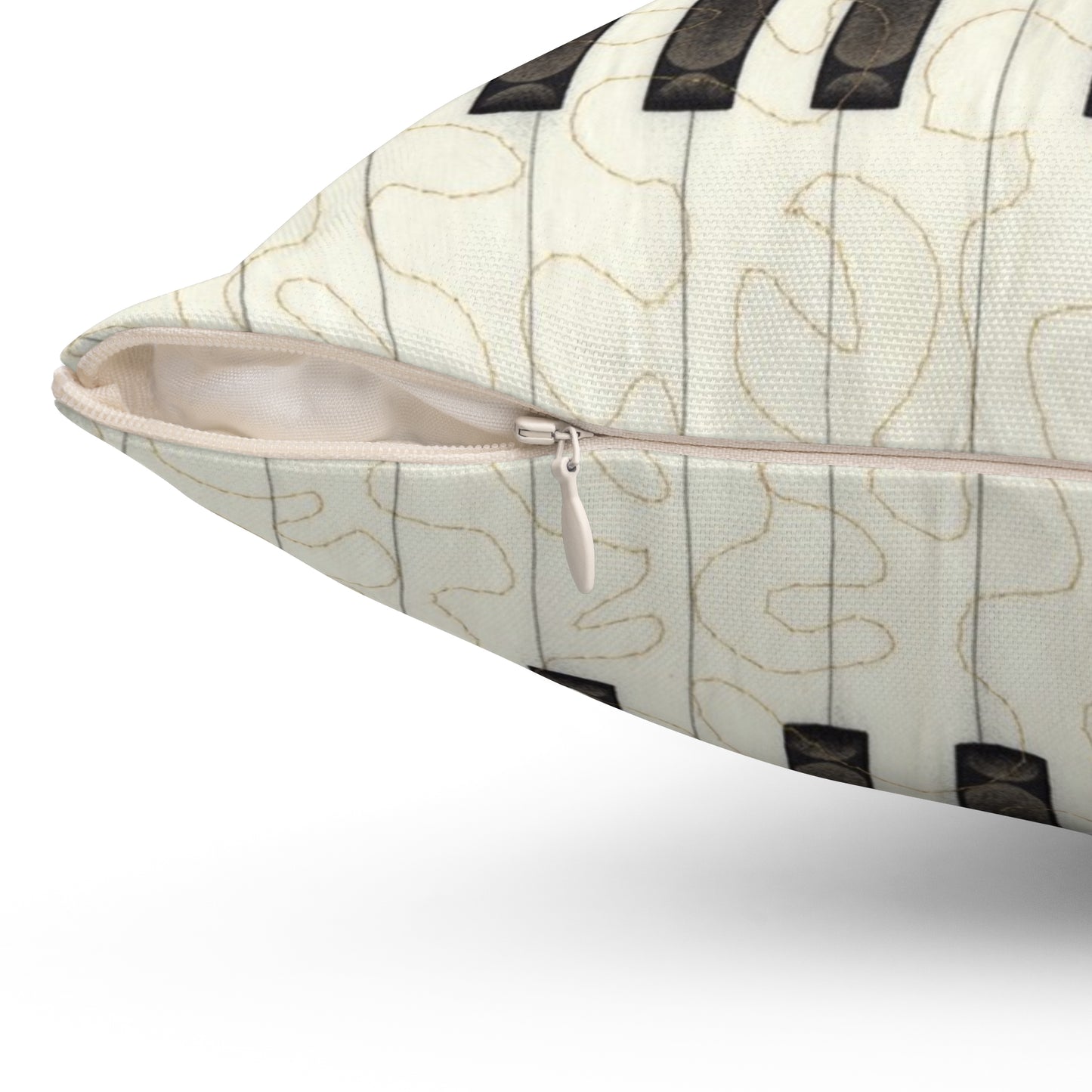 Grand Piano with Heart and Music Polyester Square Pillow