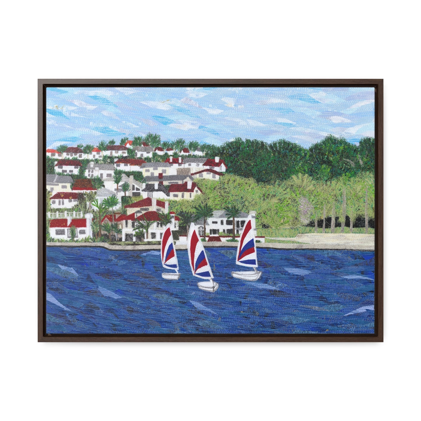 Sailing Lessons, Lake Mission Viejo Horizontal Framed Premium Gallery Wrap Canvas