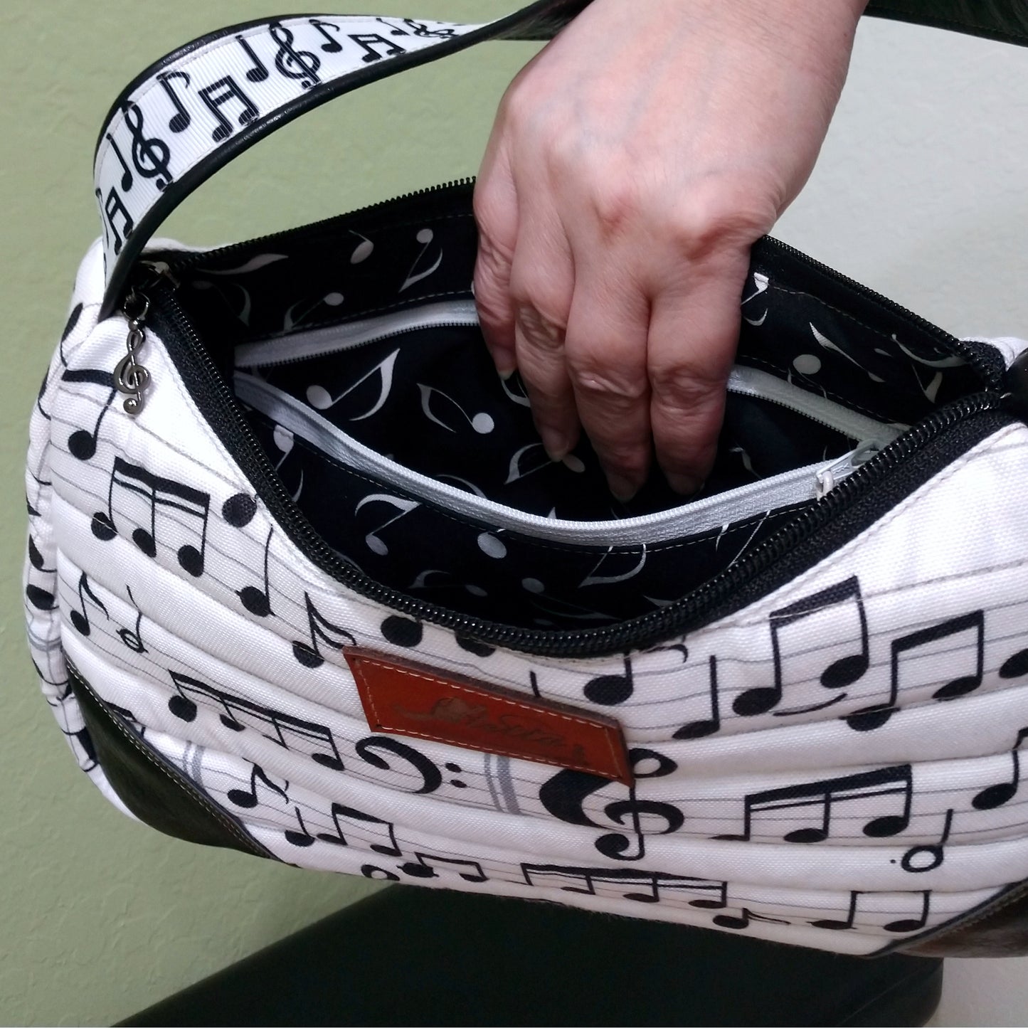 Black and White Music Notes Handbag