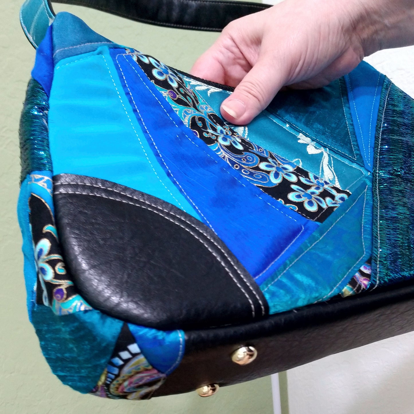 Turquoise Blue Silk Handbag