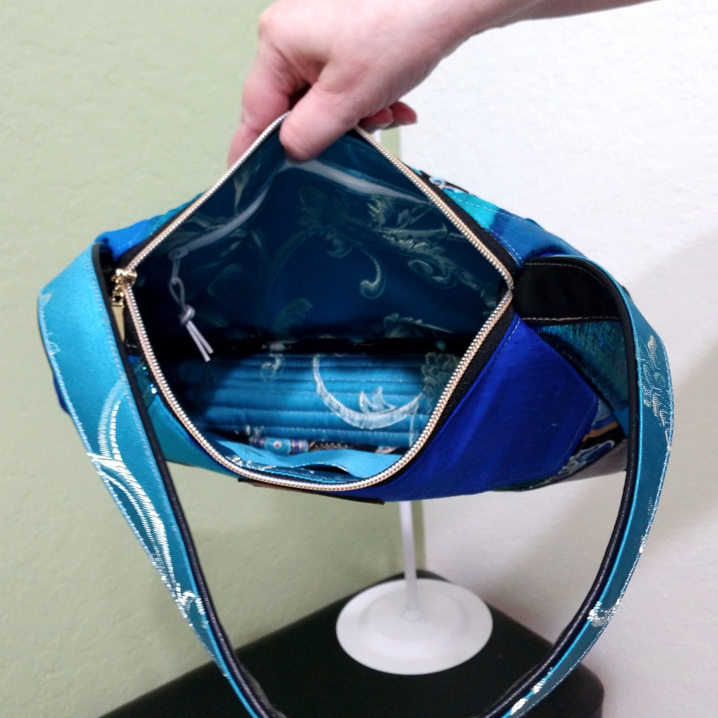 Turquoise Blue Silk Handbag