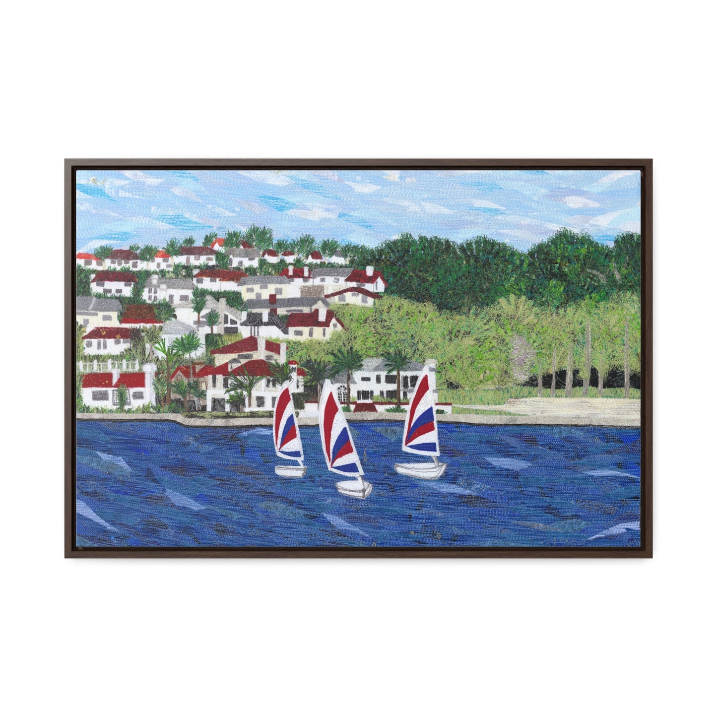Sailing Lessons, Lake Mission Viejo Horizontal Framed Premium Gallery Wrap Canvas
