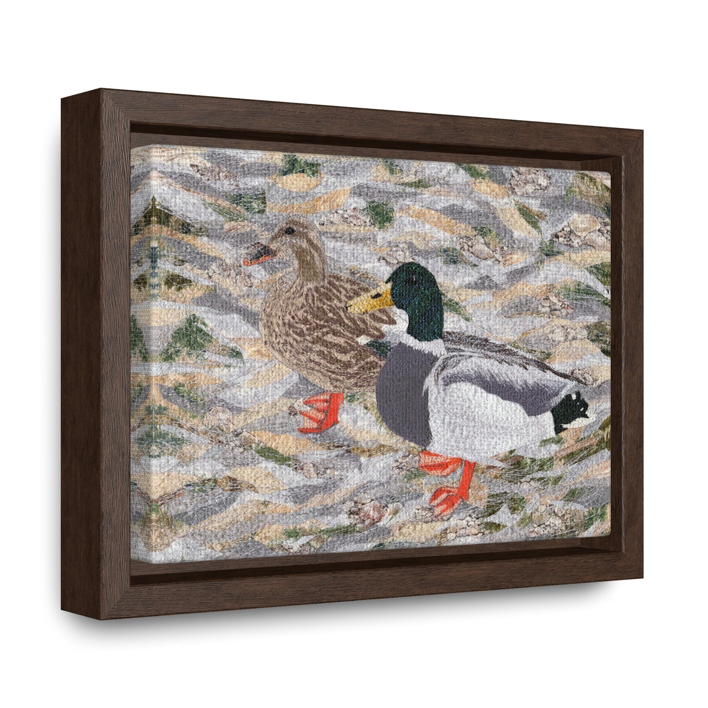 Suburban Wild, Ducks at the Lake Horizontal Framed Premium Gallery Wrap Canvas