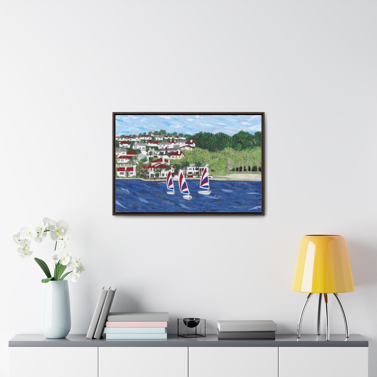 Sailing Lessons, Lake Mission Viejo Horizontal Framed Premium Gallery Wrap Canvas