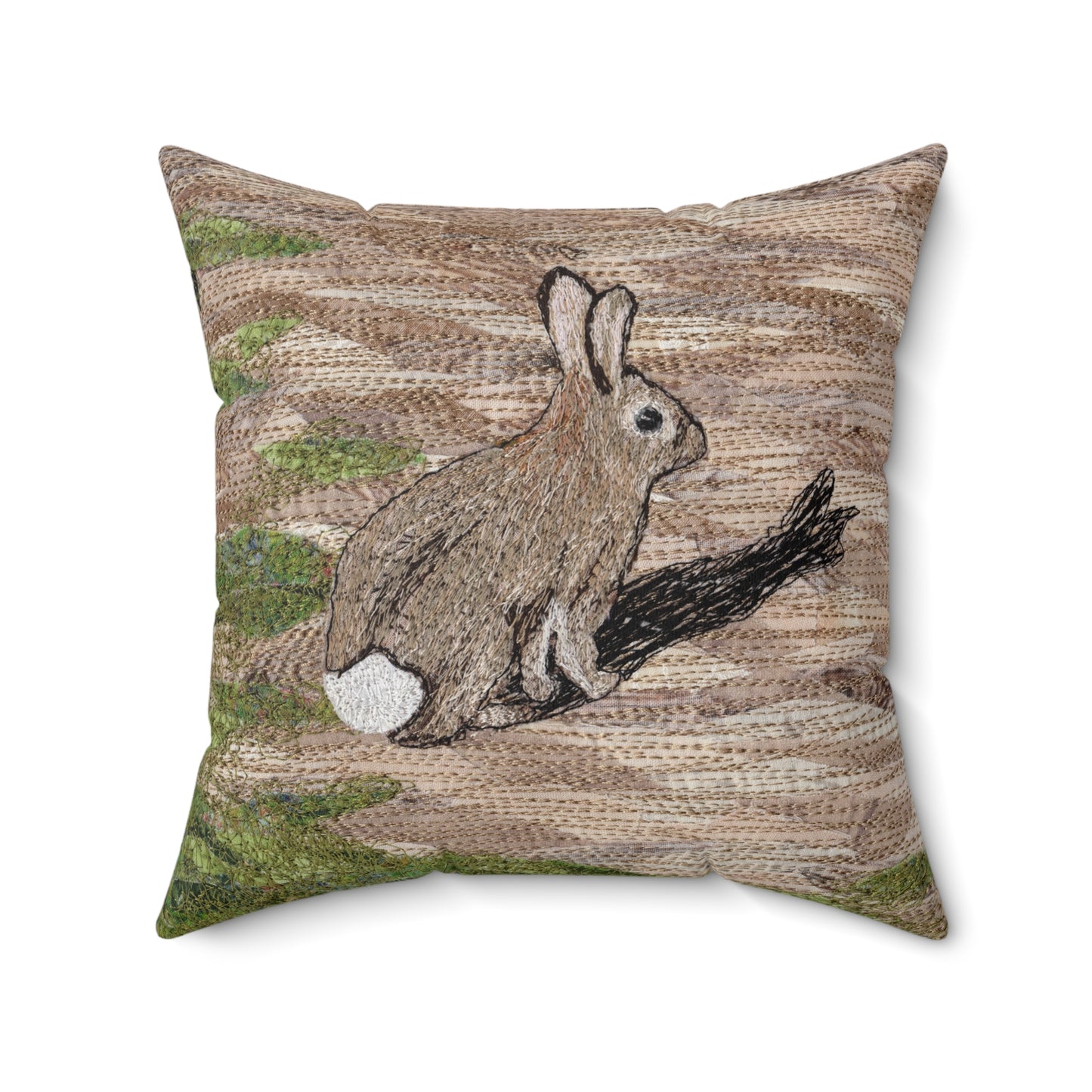 Square Pillow - Afraid of His Own Shadow - Bunny Rabbit Design