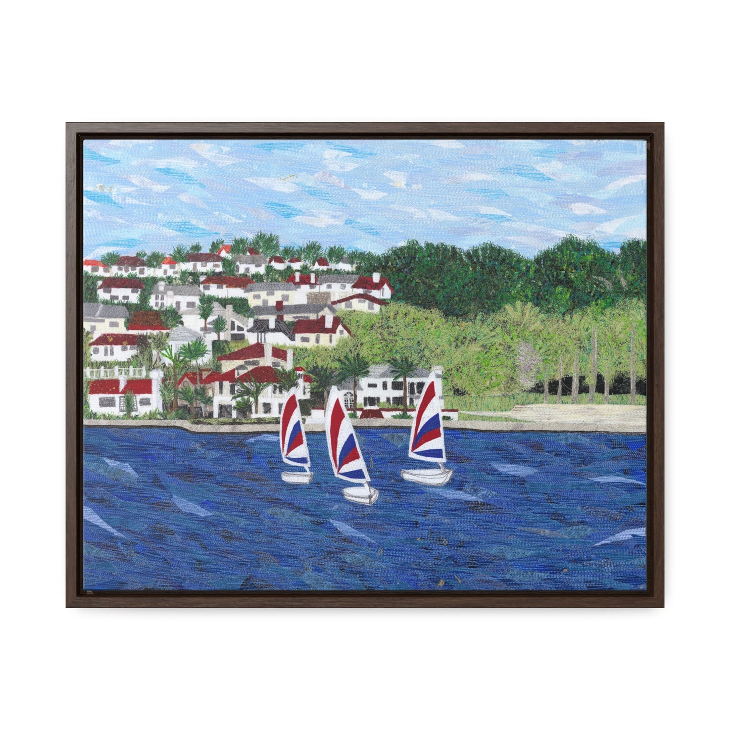 Sailing Lessons, Lake Mission Viejo Horizontal Framed Premium Gallery Wrap Canvas