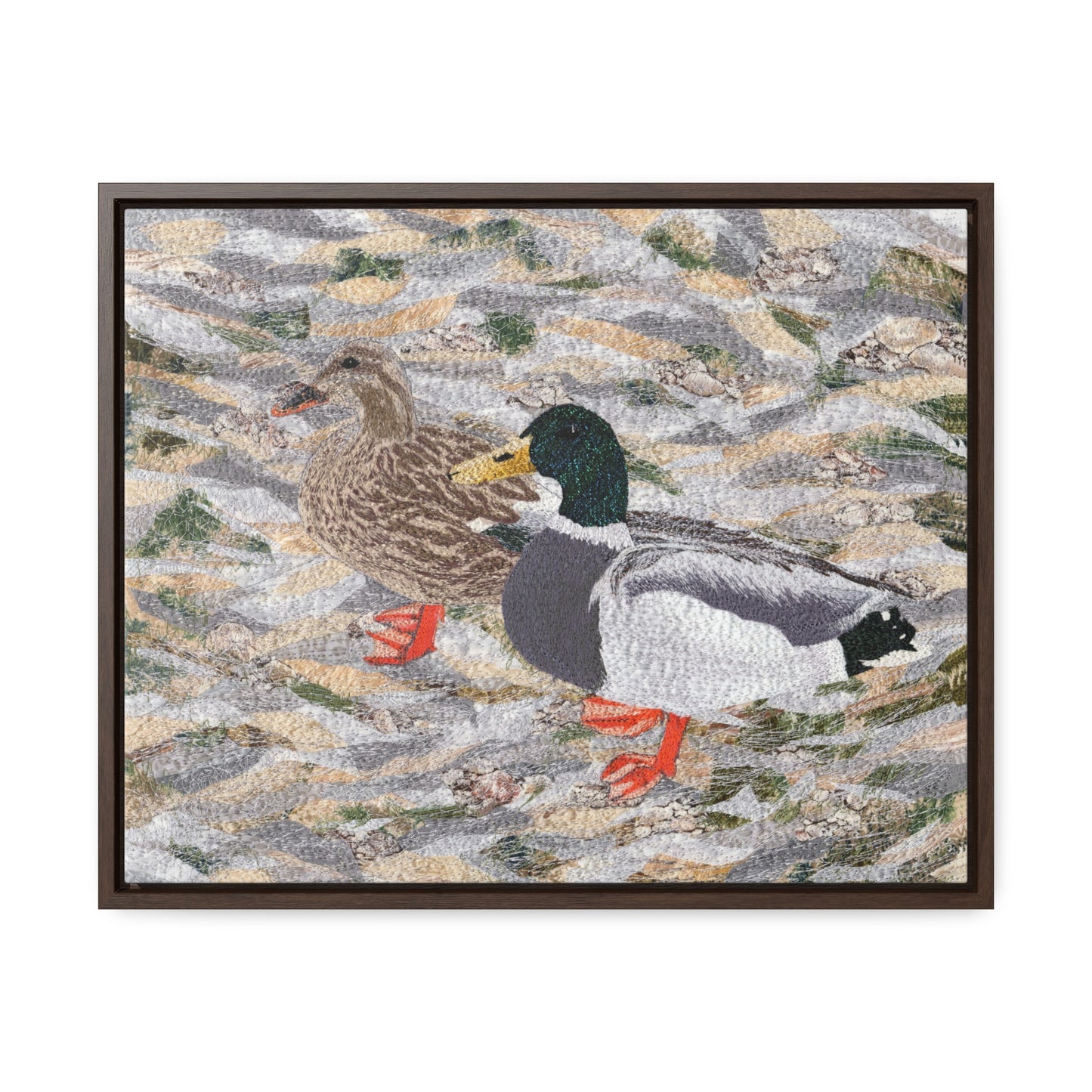 Suburban Wild, Ducks at the Lake Horizontal Framed Premium Gallery Wrap Canvas