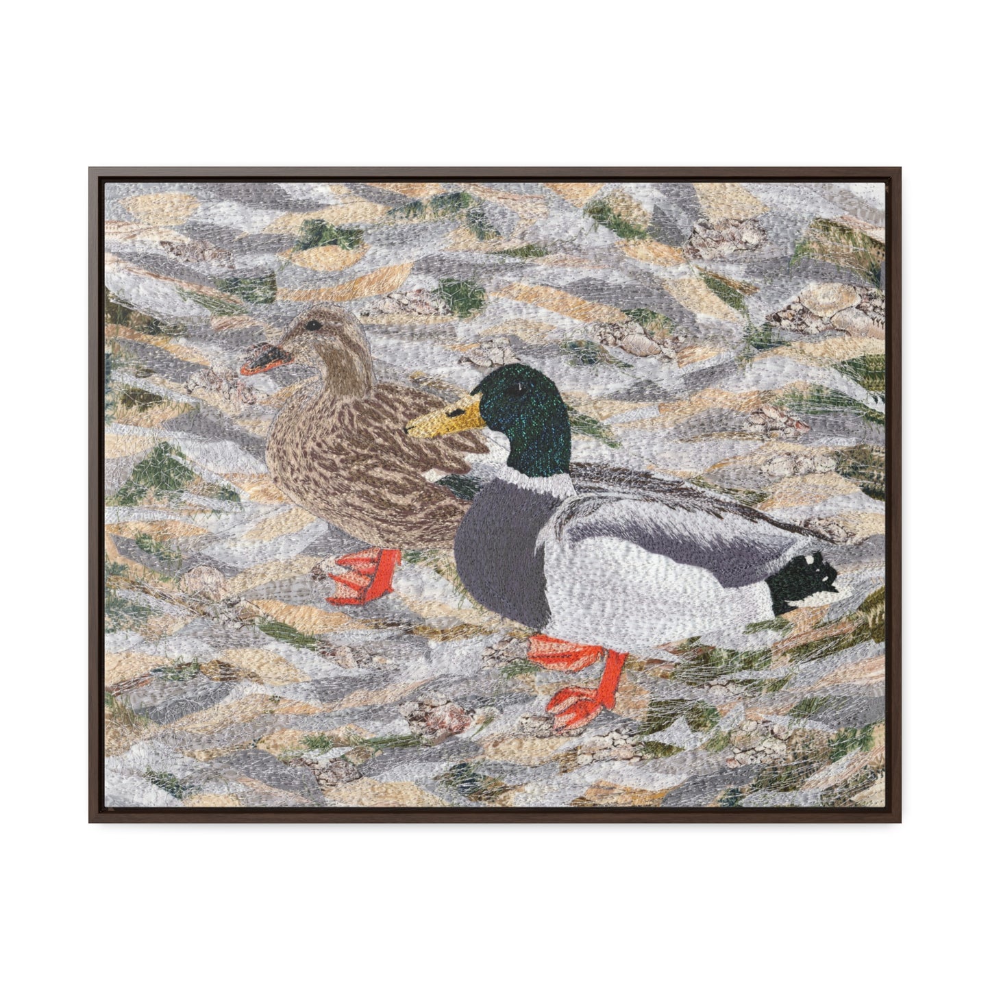 Suburban Wild, Ducks at the Lake Horizontal Framed Premium Gallery Wrap Canvas