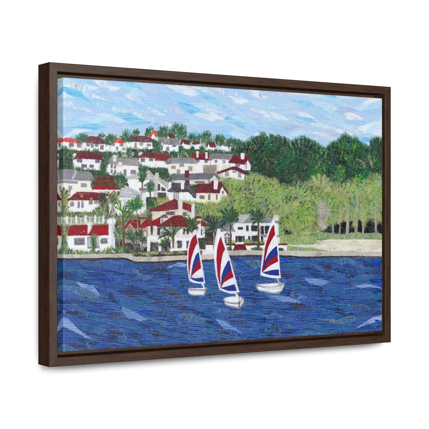 Sailing Lessons, Lake Mission Viejo Horizontal Framed Premium Gallery Wrap Canvas