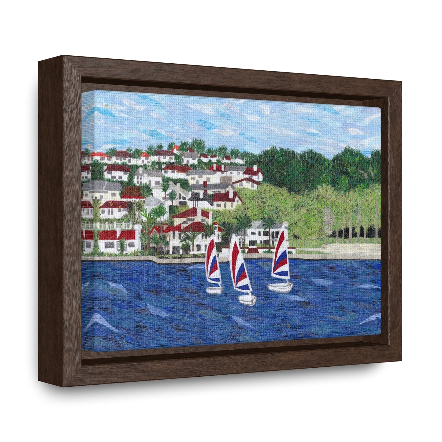 Sailing Lessons, Lake Mission Viejo Horizontal Framed Premium Gallery Wrap Canvas