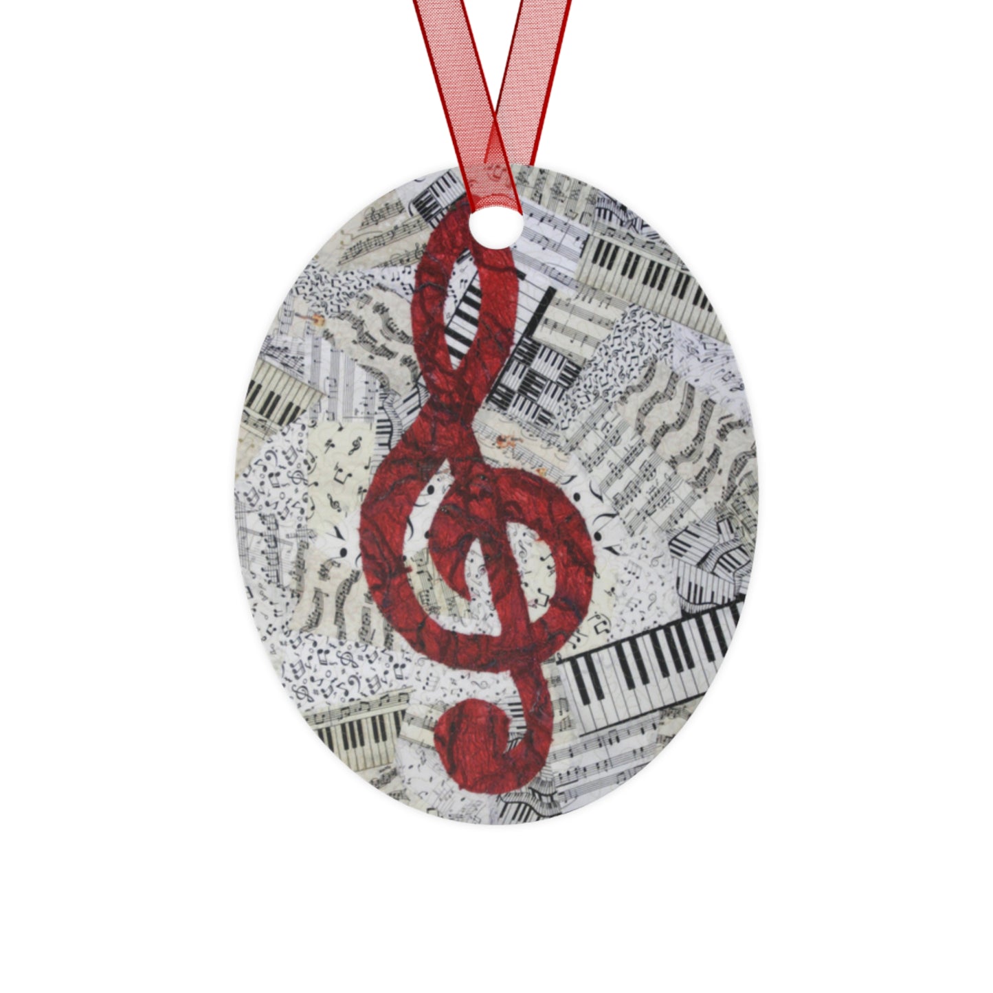 Red Treble Clef Ornament with Musical Notes and Symbols - Perfect Music Room Décor for Music Lovers