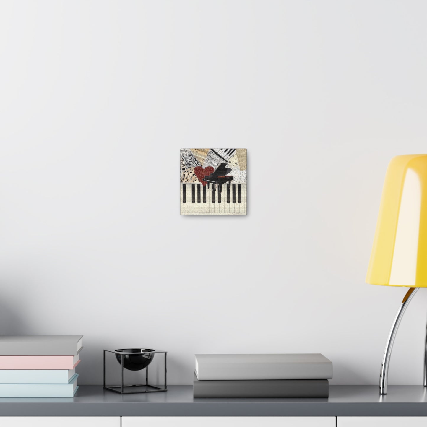 Grand Piano with Heart and Music Gallery Wrap Canvas