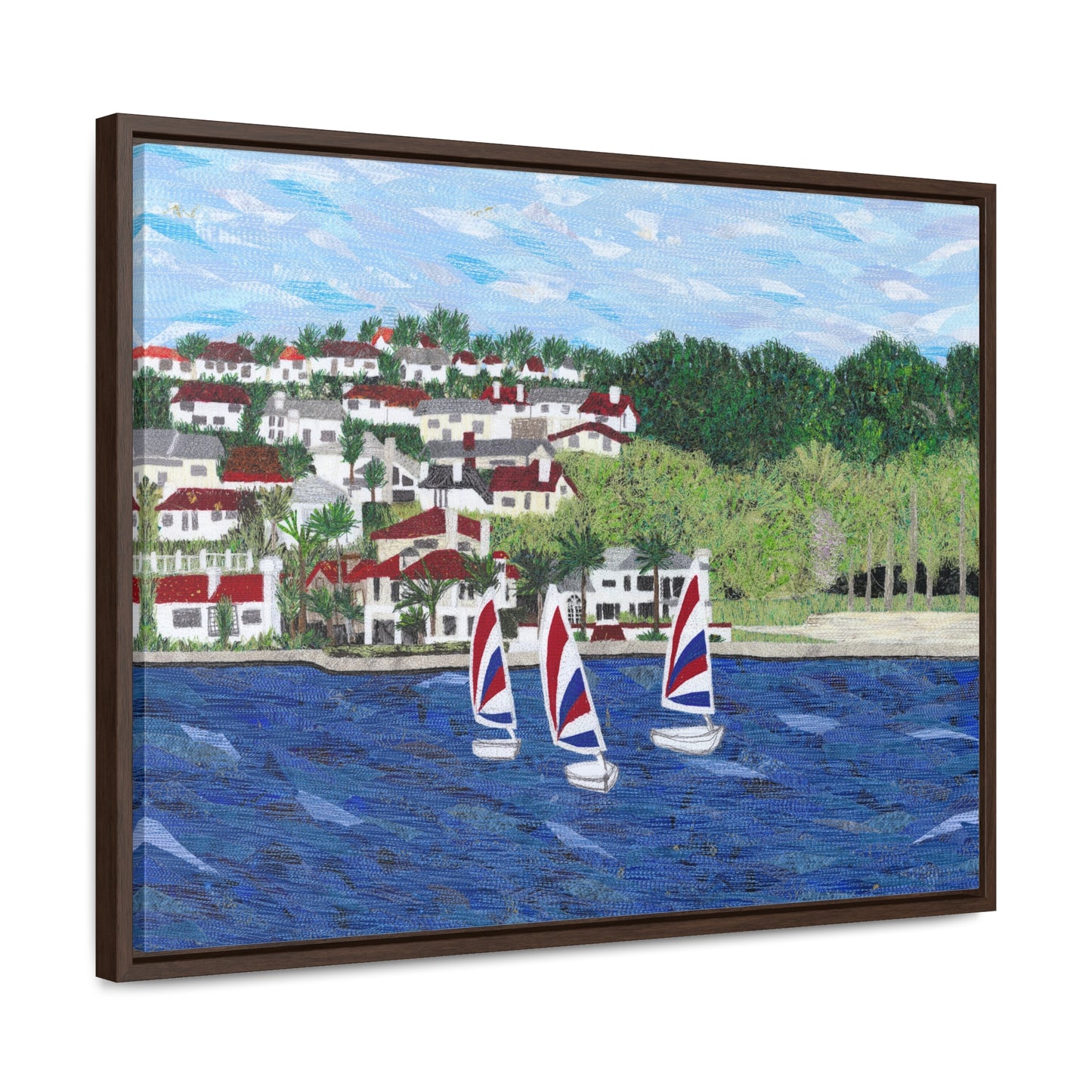 Sailing Lessons, Lake Mission Viejo Horizontal Framed Premium Gallery Wrap Canvas