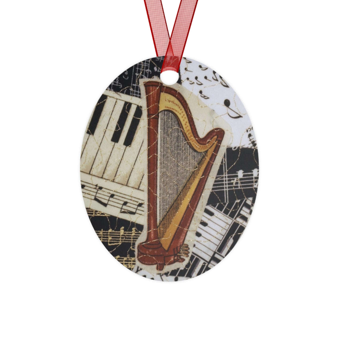 Music Ornament - Harp with Musical Notes and Symbols - Perfect Music Room Décor for Music Lovers