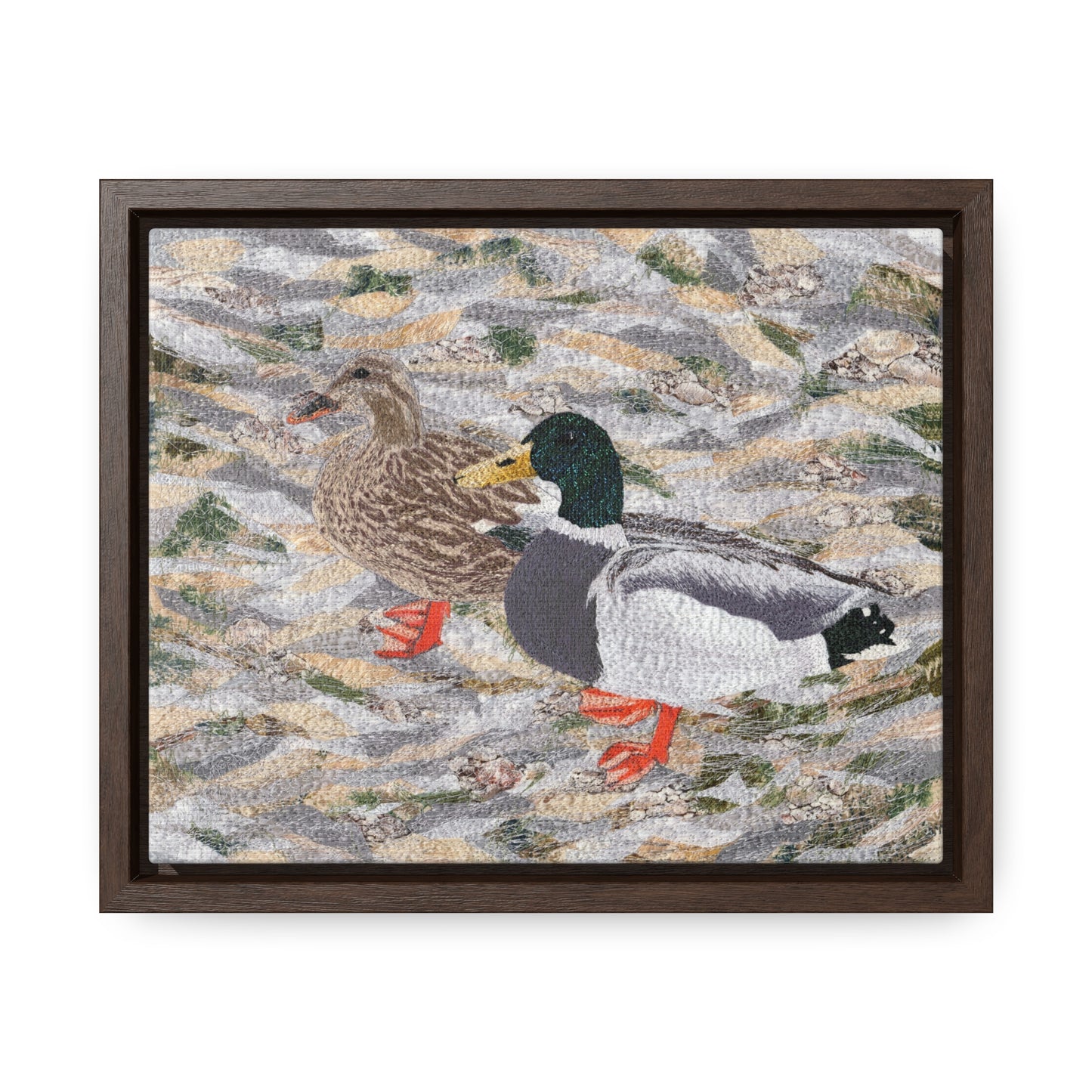 Suburban Wild, Ducks at the Lake Horizontal Framed Premium Gallery Wrap Canvas