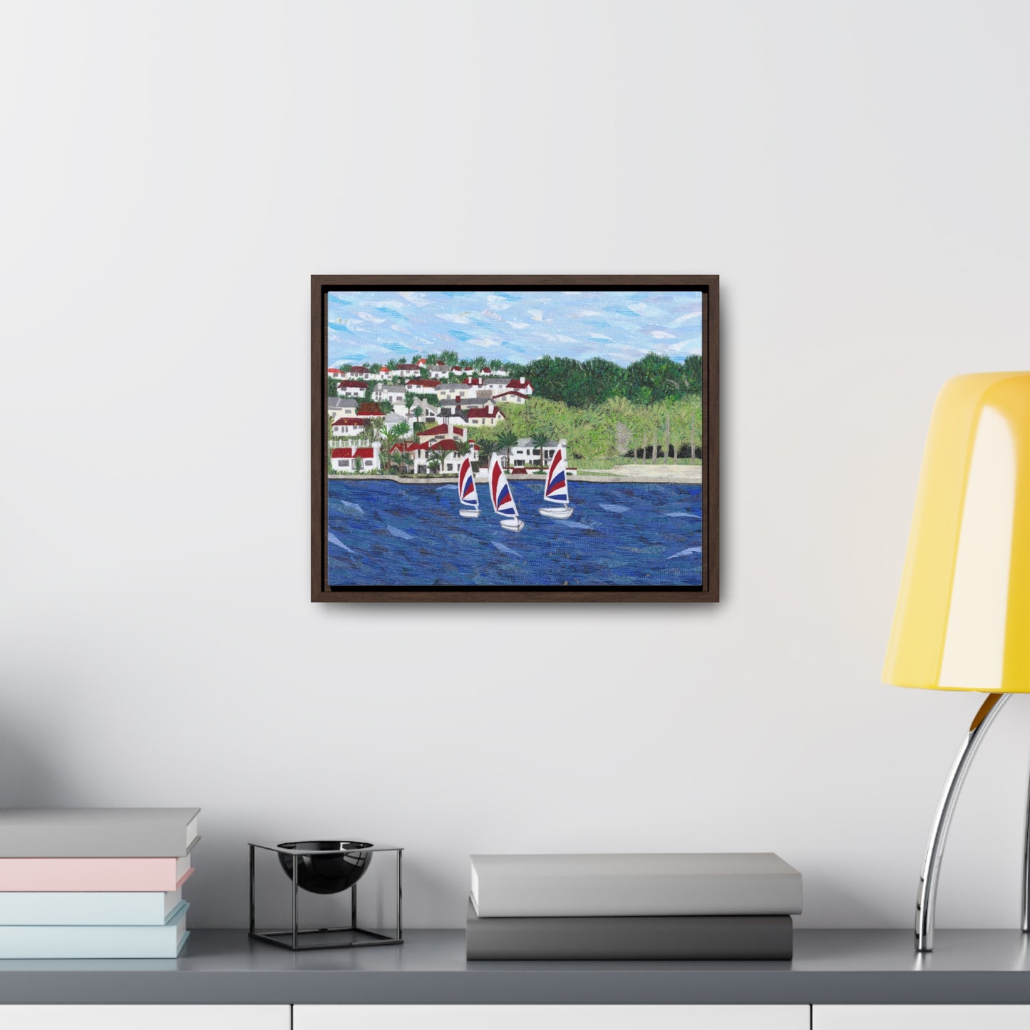 Sailing Lessons, Lake Mission Viejo Horizontal Framed Premium Gallery Wrap Canvas
