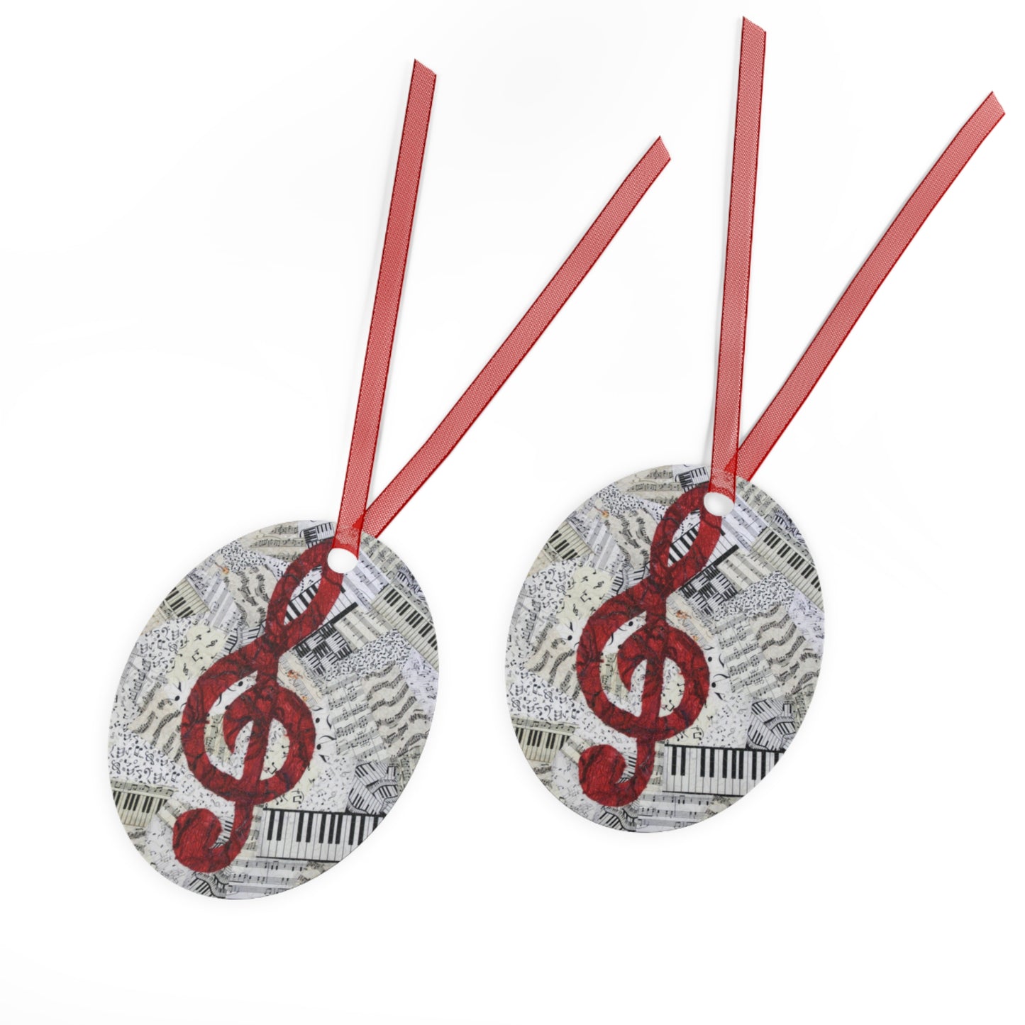 Red Treble Clef Ornament with Musical Notes and Symbols - Perfect Music Room Décor for Music Lovers