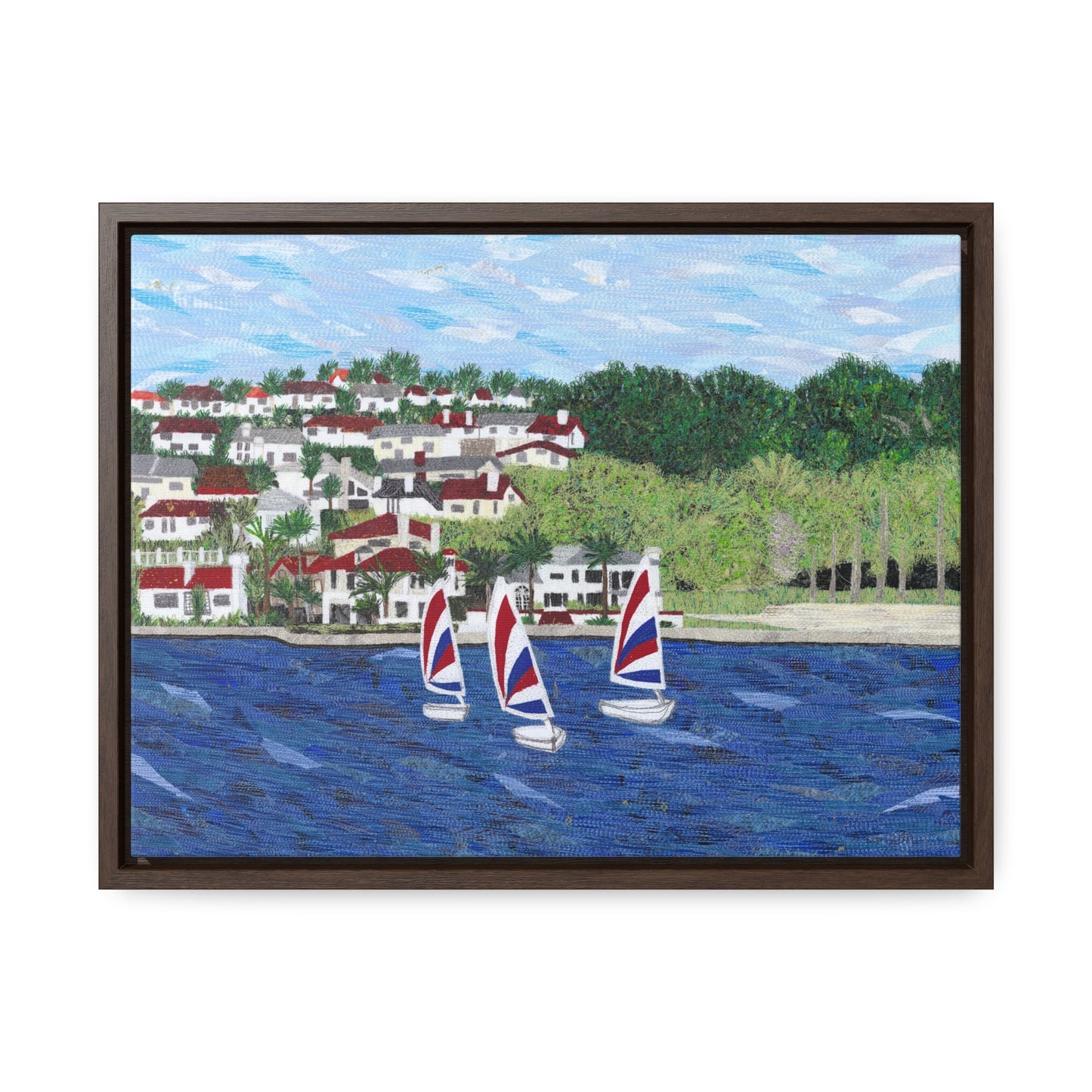 Sailing Lessons, Lake Mission Viejo Horizontal Framed Premium Gallery Wrap Canvas