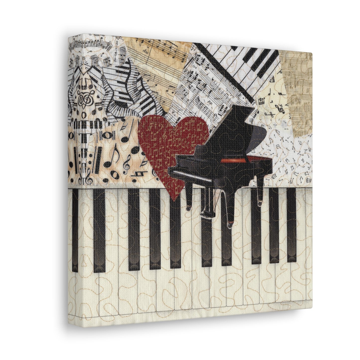 Grand Piano with Heart and Music Gallery Wrap Canvas