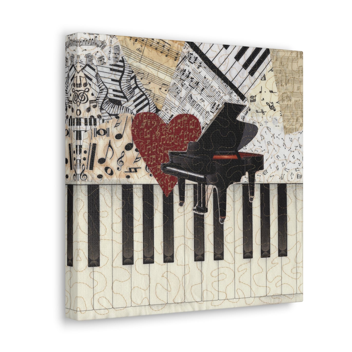 Grand Piano with Heart and Music Gallery Wrap Canvas
