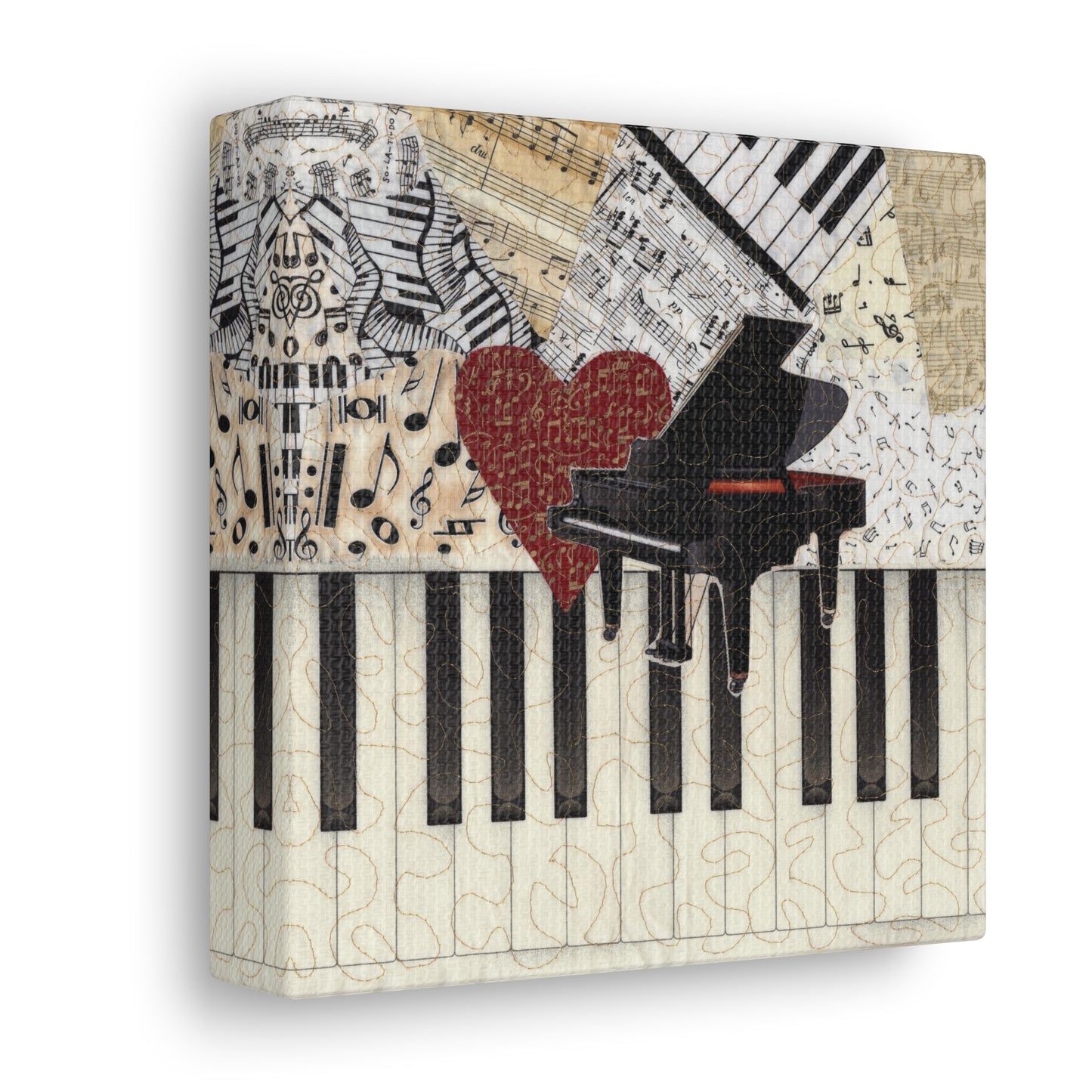 Grand Piano with Heart and Music Gallery Wrap Canvas