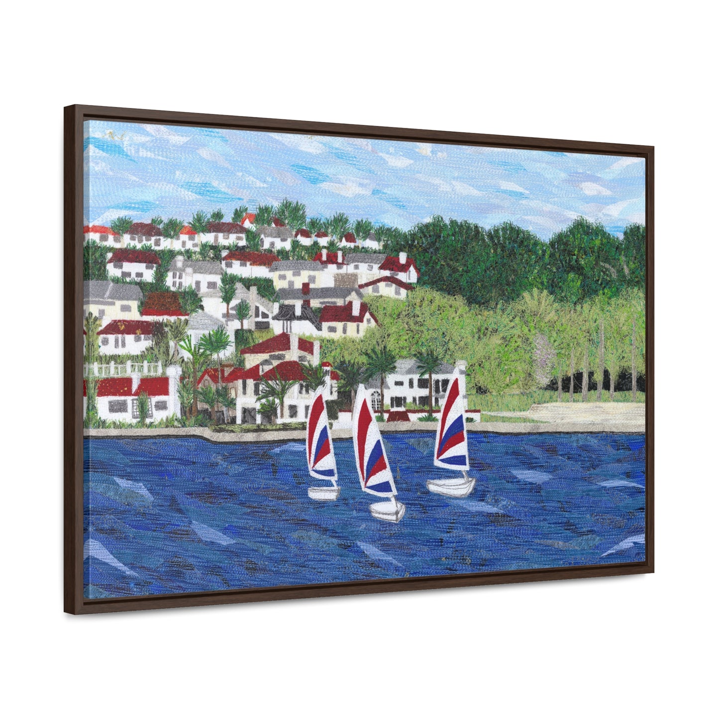 Sailing Lessons, Lake Mission Viejo Horizontal Framed Premium Gallery Wrap Canvas