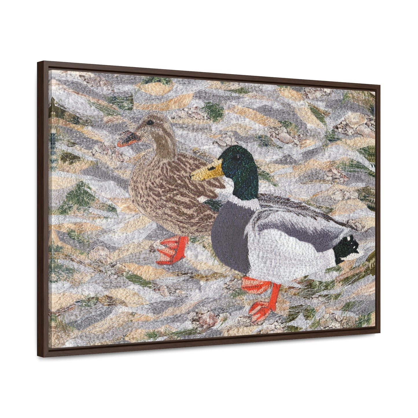 Suburban Wild, Ducks at the Lake Horizontal Framed Premium Gallery Wrap Canvas
