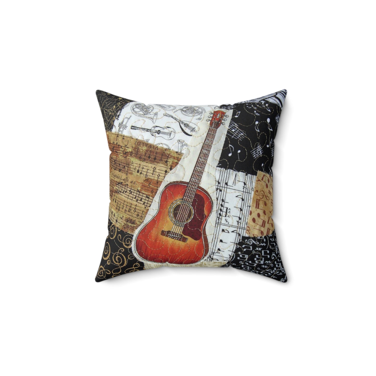 Acoustic Guitar Music Square Pillow
