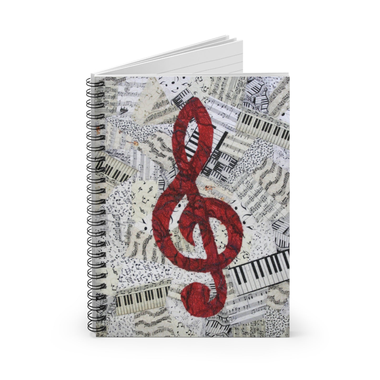 Red Treble Clef Spiral Bound Notebook Ruled Lined Musician Gift