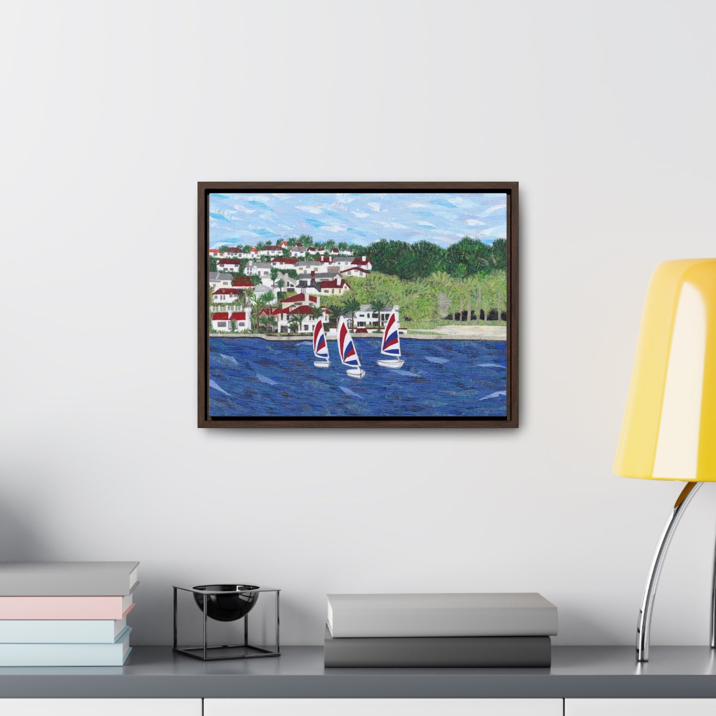 Sailing Lessons, Lake Mission Viejo Horizontal Framed Premium Gallery Wrap Canvas
