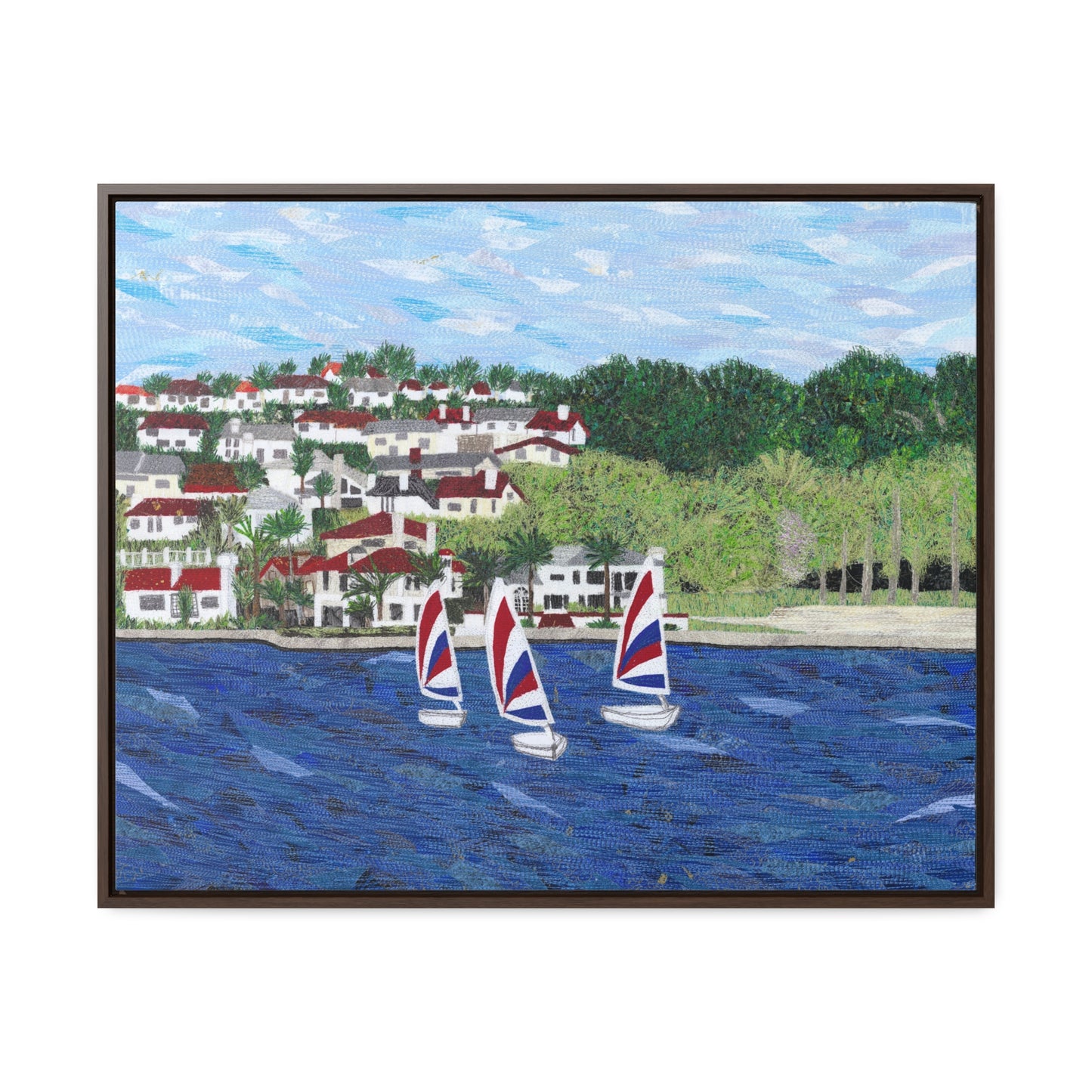 Sailing Lessons, Lake Mission Viejo Horizontal Framed Premium Gallery Wrap Canvas