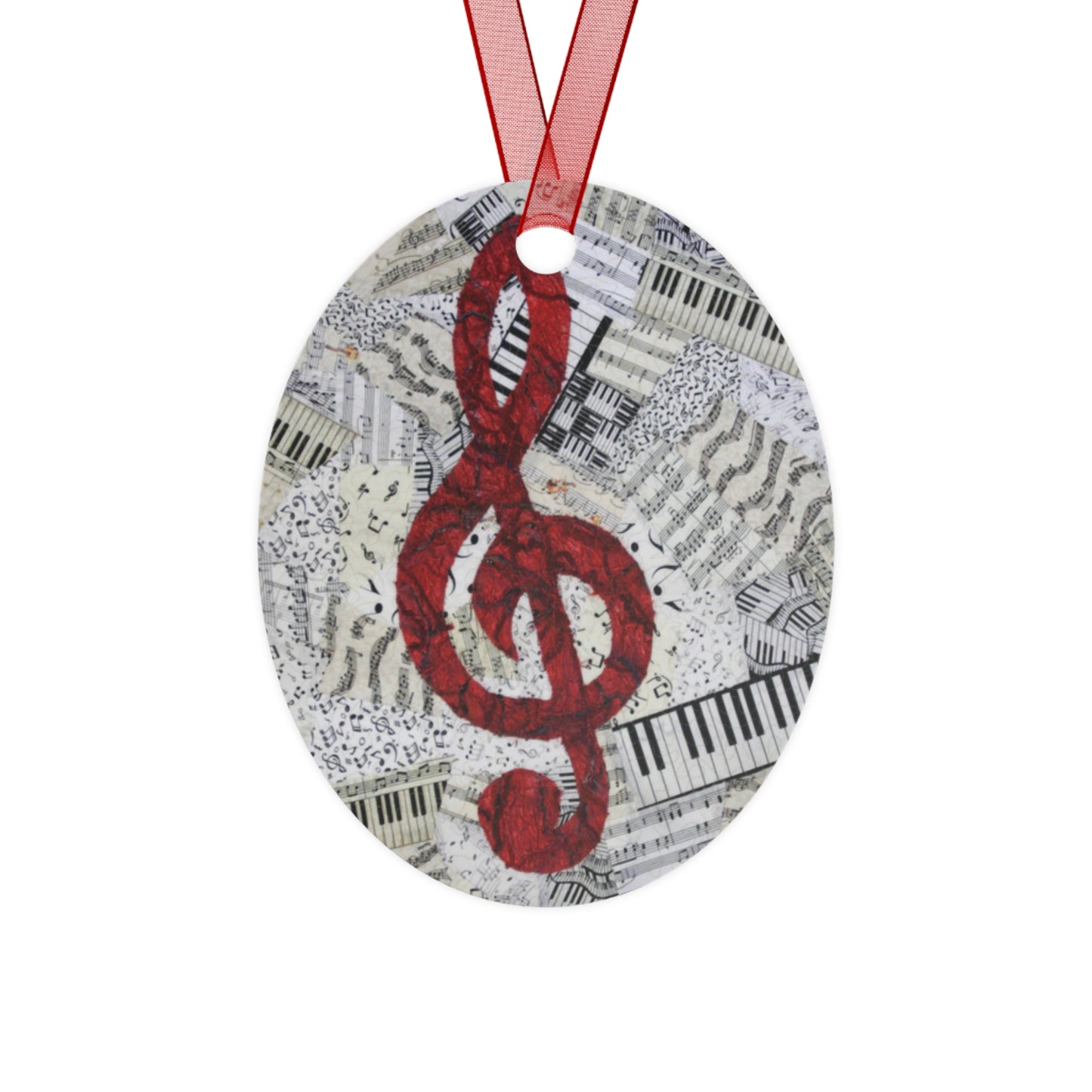 Red Treble Clef Ornament with Musical Notes and Symbols - Perfect Music Room Décor for Music Lovers