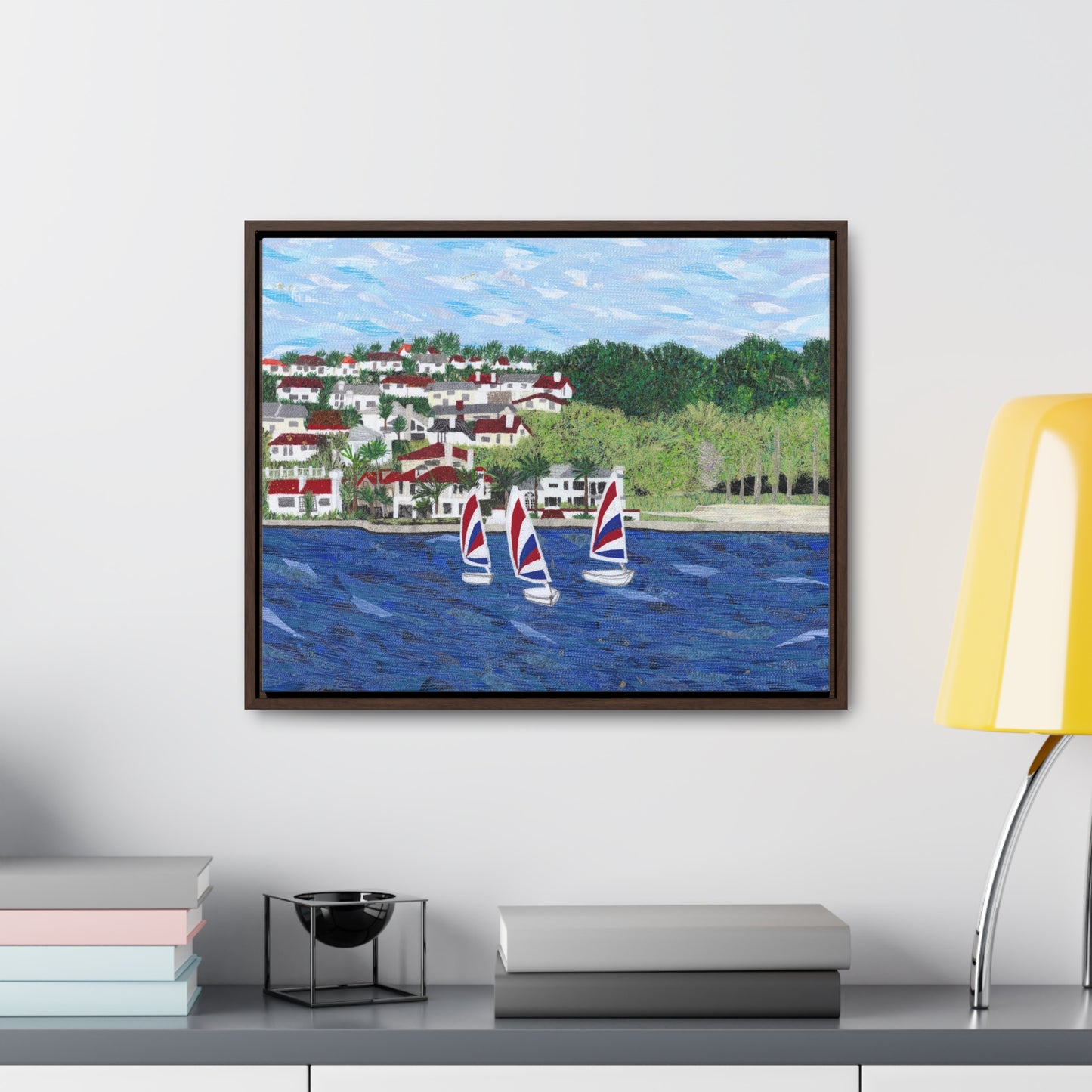 Sailing Lessons, Lake Mission Viejo Horizontal Framed Premium Gallery Wrap Canvas