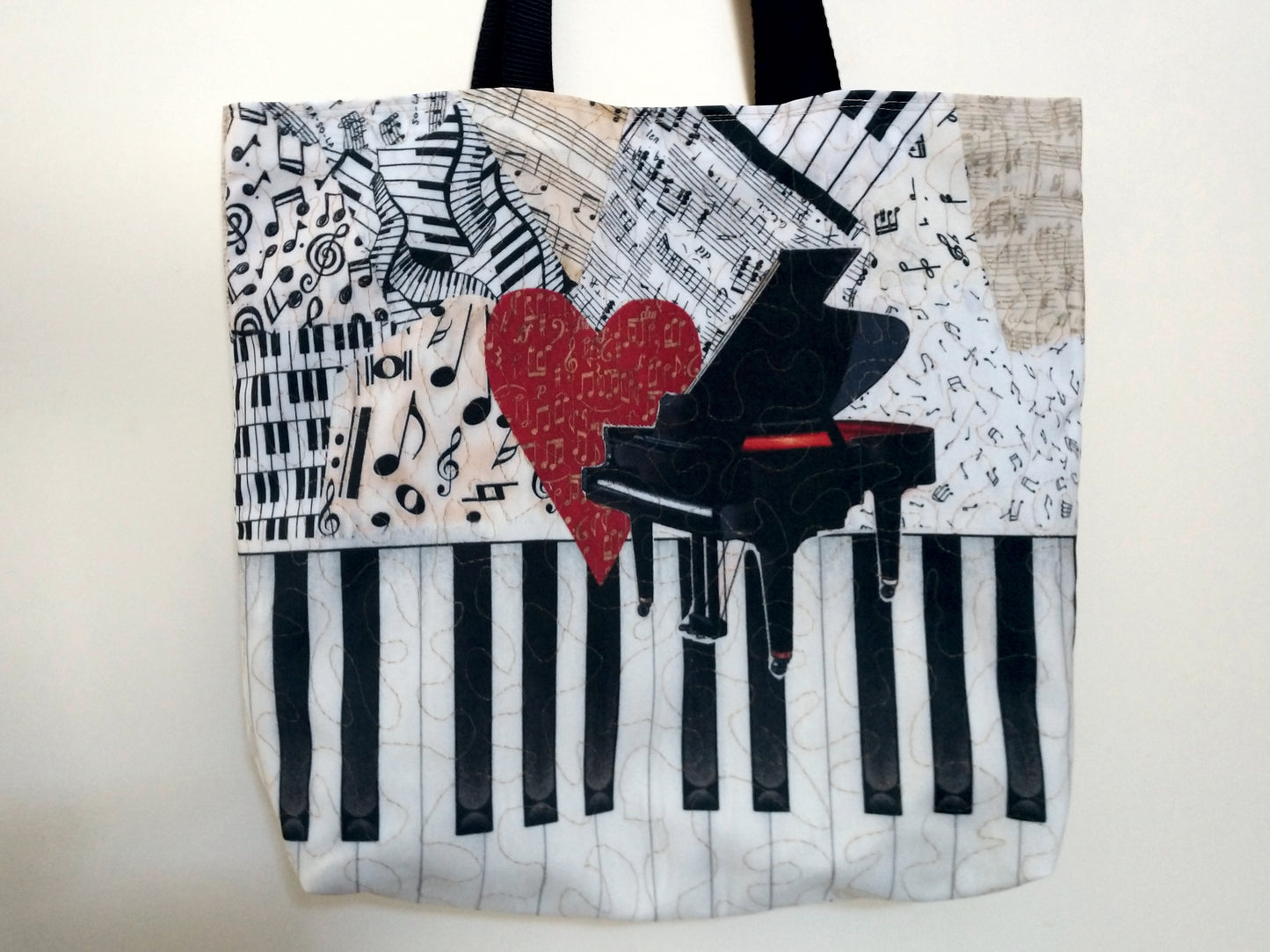 Piano with Heart Reversible Tote Bag
