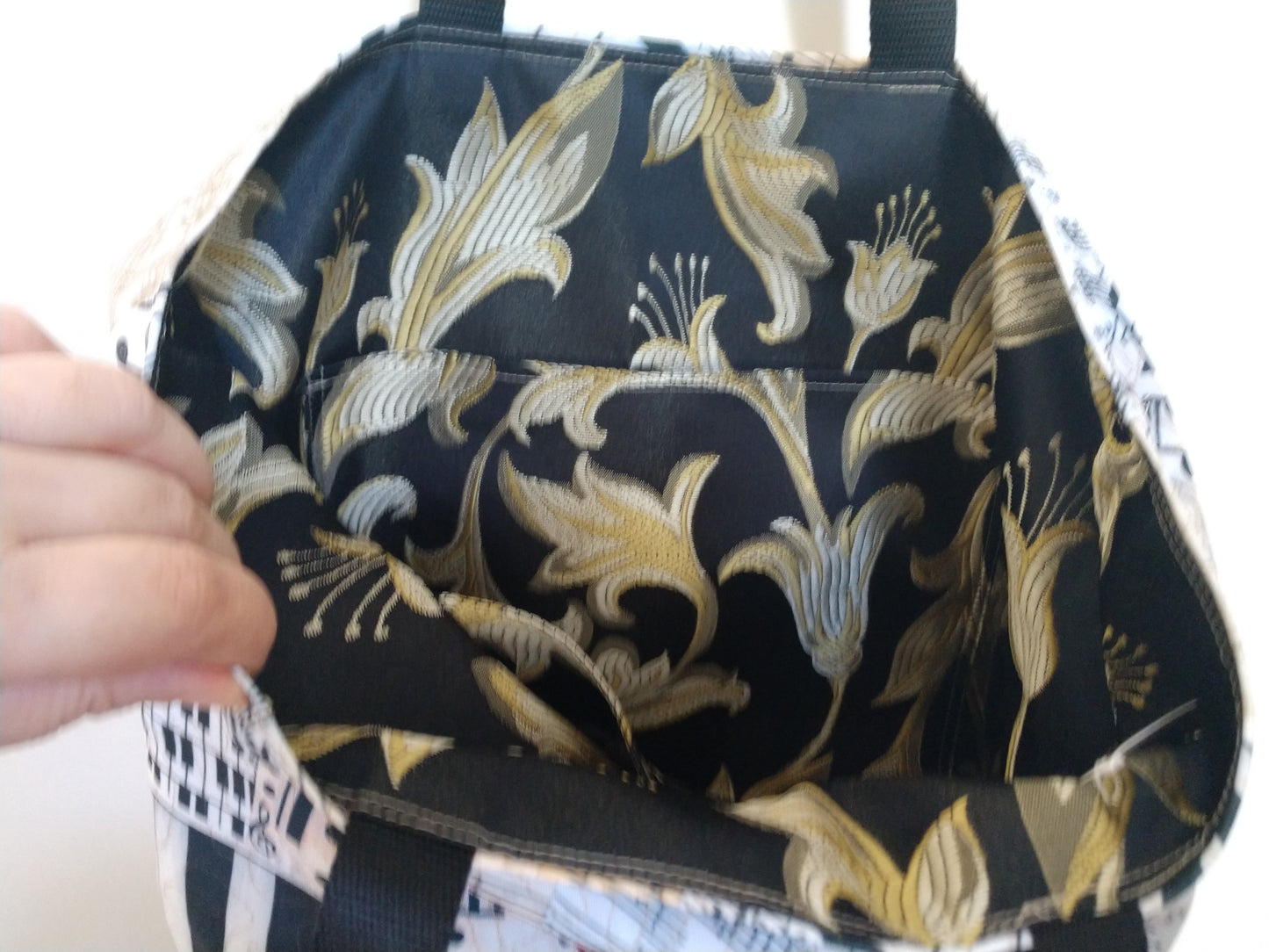 Piano with Heart Reversible Tote Bag