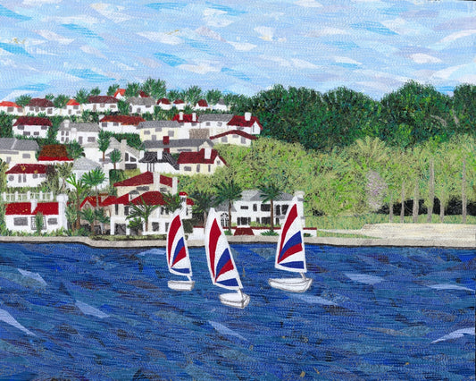 Sailing Lessons - Fiber Art by Loretta Alvarado
